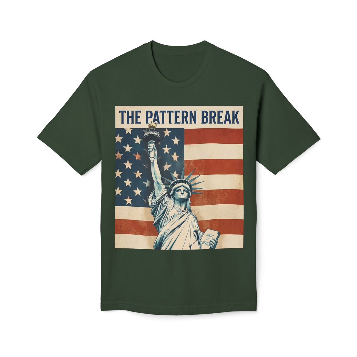 The Pattern Break Vintage Statue of Liberty American Flag T-Shirt
