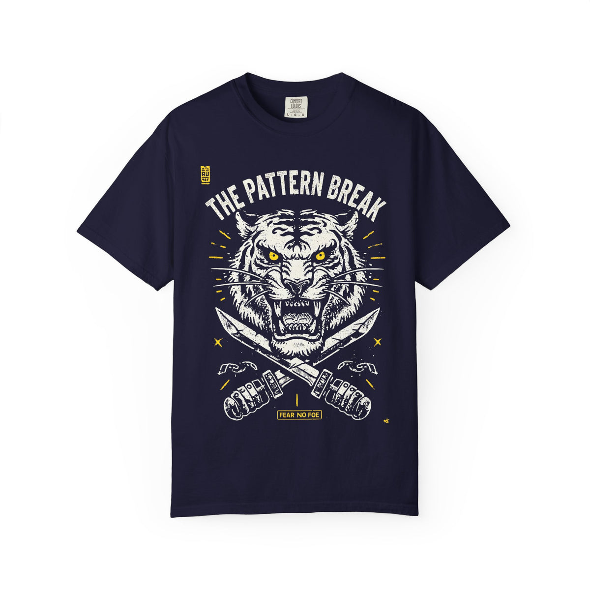 Tiger 'The Pattern Break' Graphic T-Shirt — Bold Knife & Fist Design