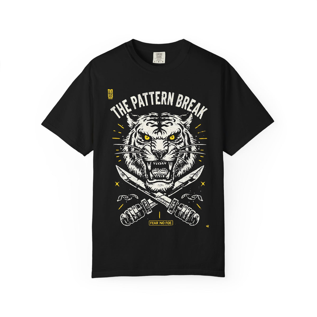 Tiger 'The Pattern Break' Graphic T-Shirt — Bold Knife & Fist Design
