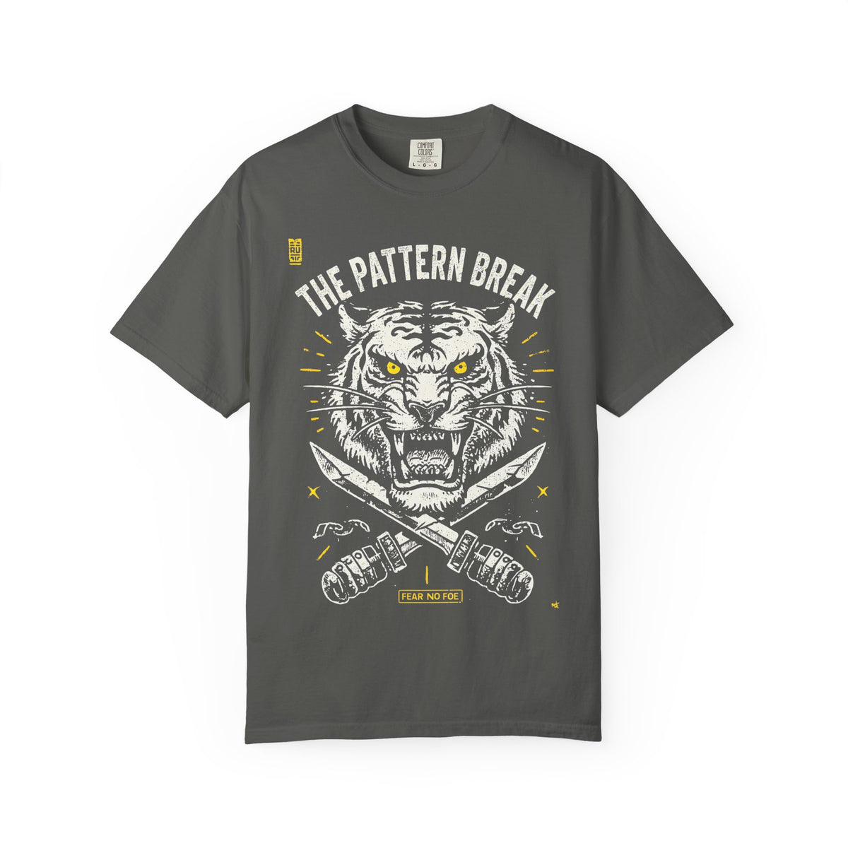 Tiger 'The Pattern Break' Graphic T-Shirt — Bold Knife & Fist Design